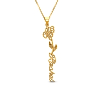 Rachel Name Gold Pendant | February Birth Flower