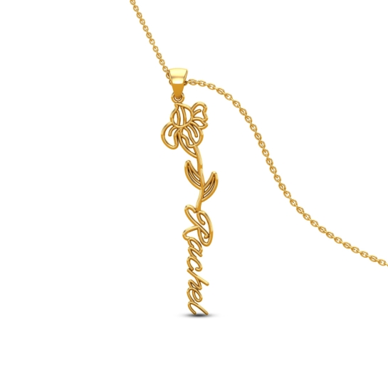Rachel Name Gold Pendant | February Birth Flower