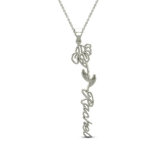 Rachel Name Gold Pendant | February Birth Flower