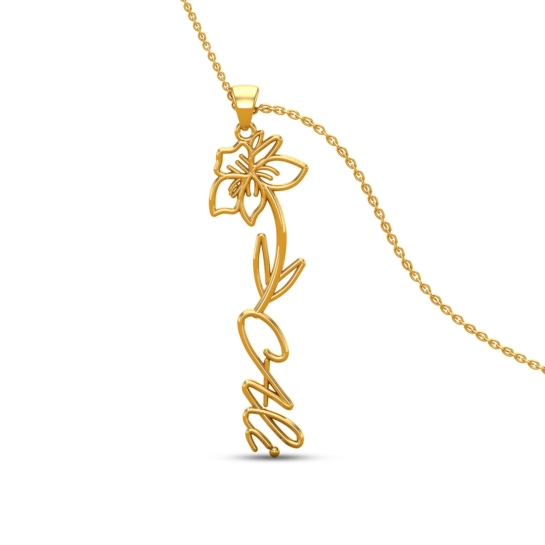 Ali Name Gold Pendant | March Birth Flower