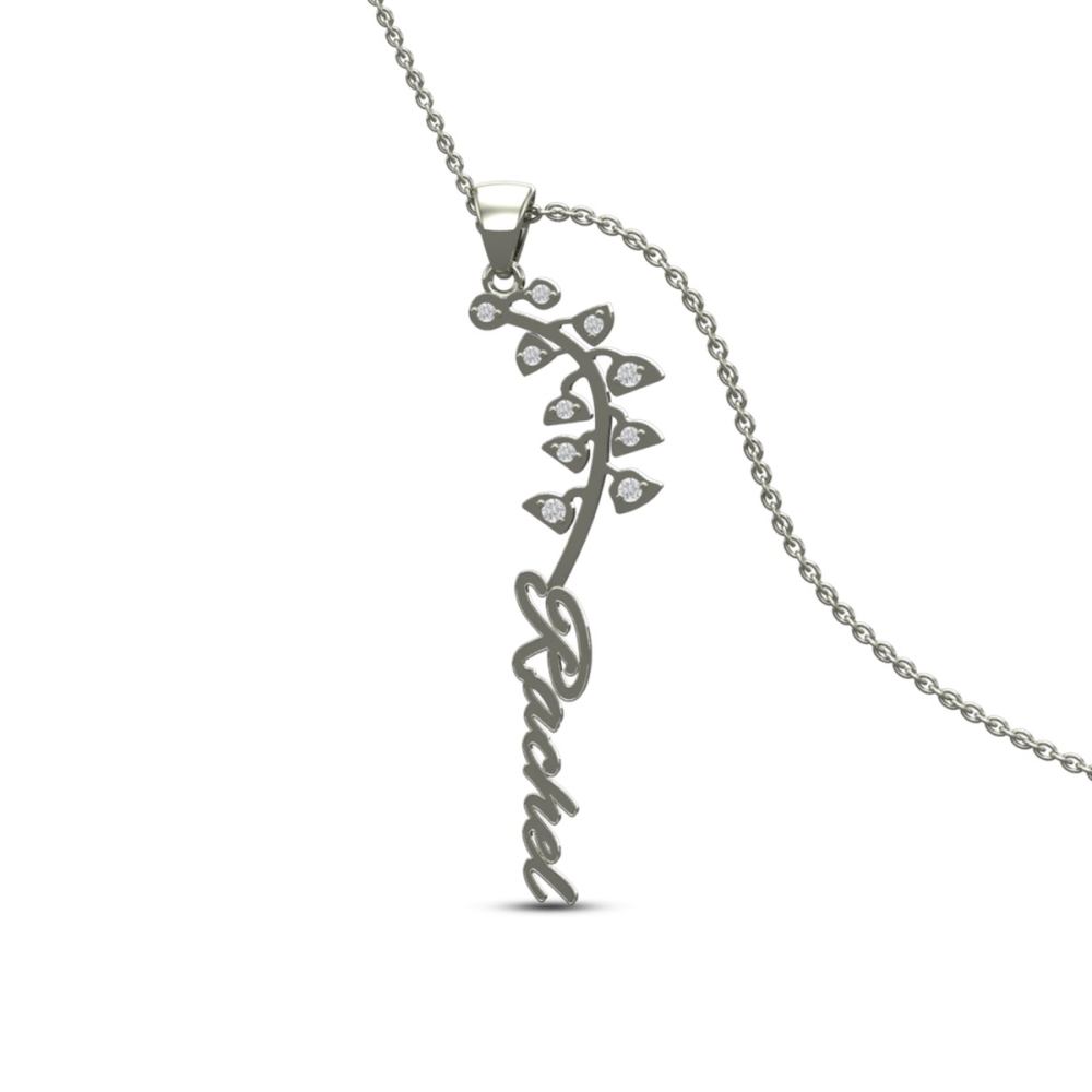 Rachel Name Gold And Diamond Pendant | May Birth Flower