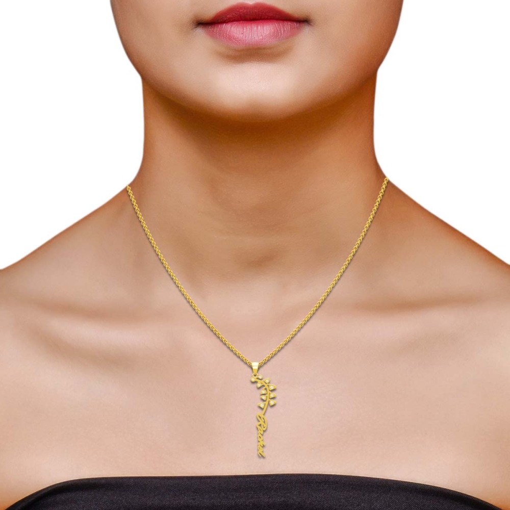 Rachel Name Gold And Diamond Pendant | May Birth Flower