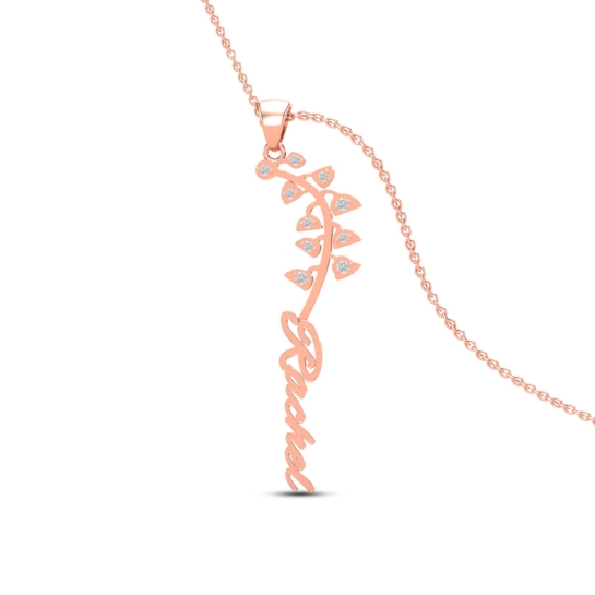 Rachel Name Gold And Diamond Pendant | May Birth Flower