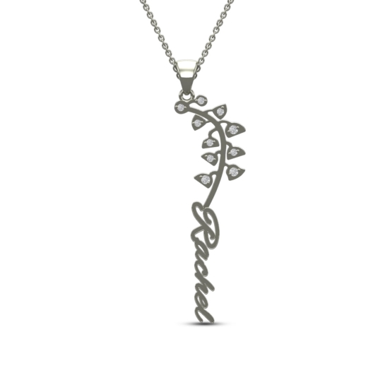 Rachel Name Gold And Diamond Pendant | May Birth Flower