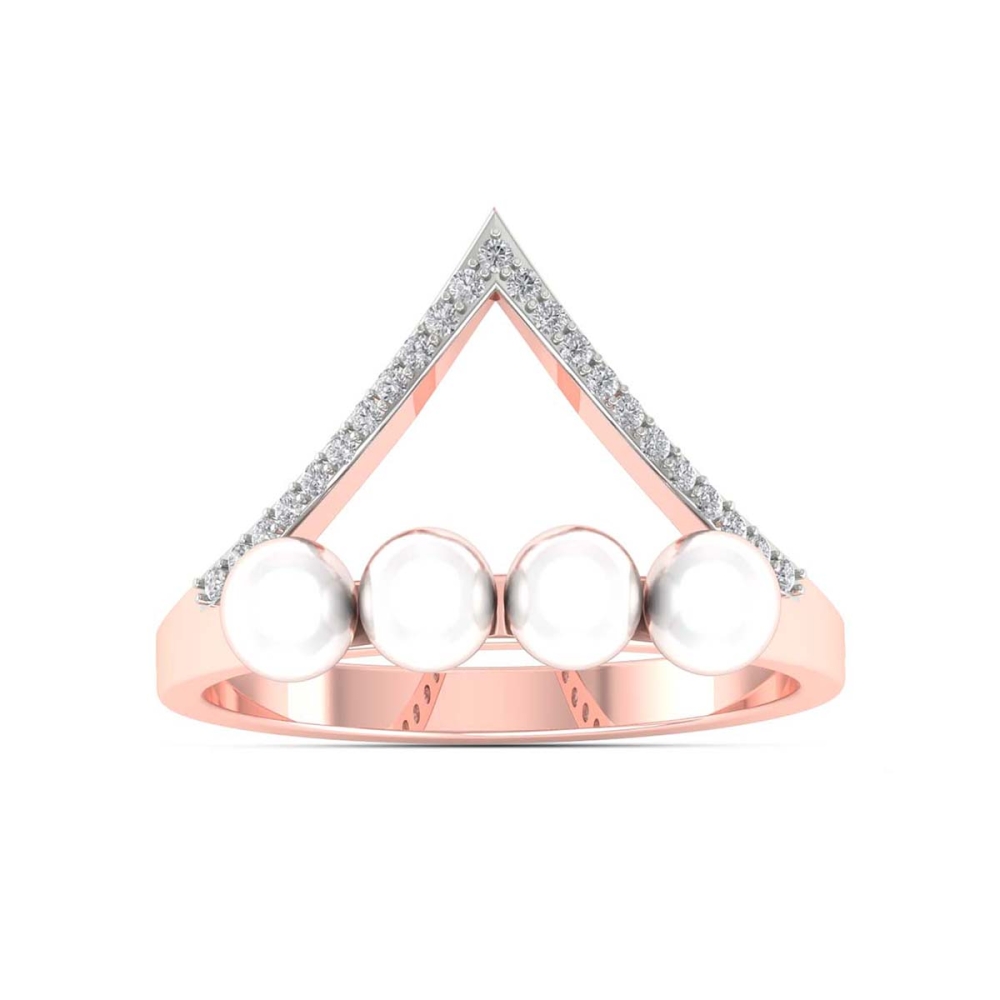 Varunika gold pearl diamond ring