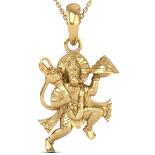 18K-5.2GM Yellow Gold Lord Hanuman Locket Pendant For Men and Women