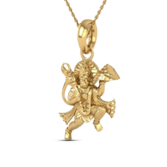 18K-5.2GM Yellow Gold Lord Hanuman Locket Pendant For Men and Women