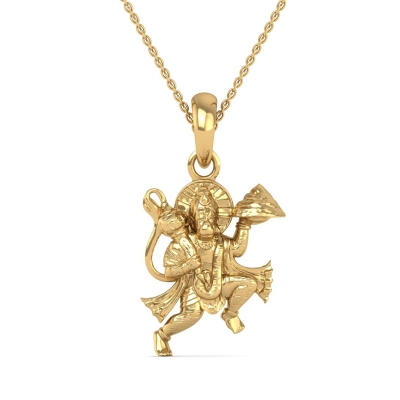 18K-1.6GM Yellow Gold Lord Hanuman Locket Pendant For Men and Women
