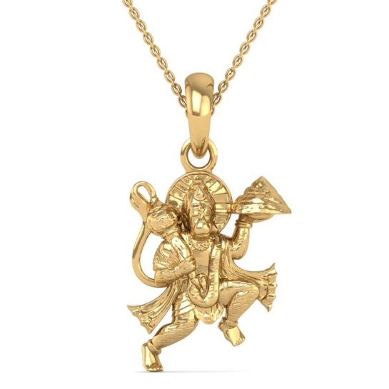  24K-2.2GM Yellow Gold Lord Hanuman Locket Pendant For Men and Women