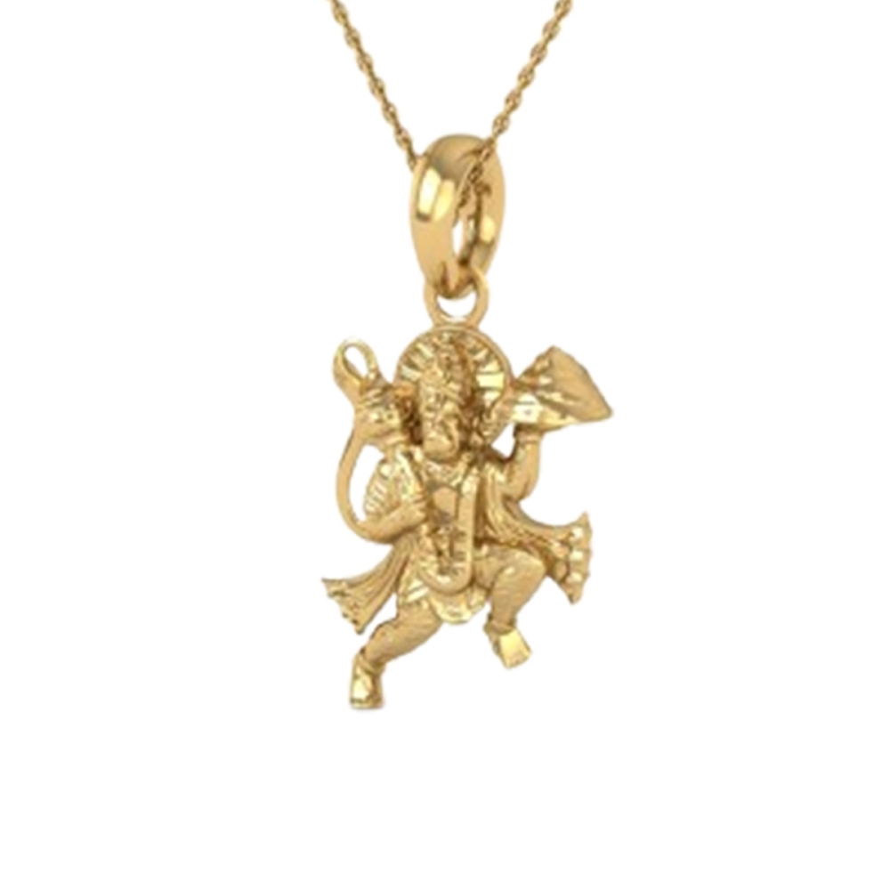 18K-3.2GM Yellow Gold Lord Hanuman Locket Pendant For Men and Women