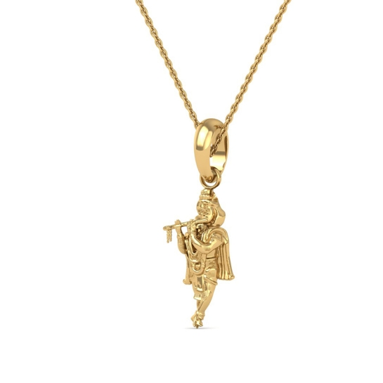 24K-2GM Yellow Gold Lord Krishna Locket Pendant For Men and Women.