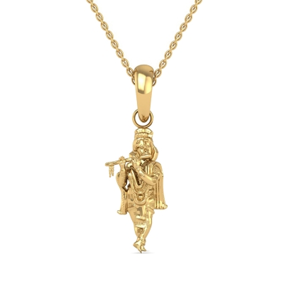 24K-2.2GM Yellow Gold Lord Krishna Locket Pendant For Men and Women