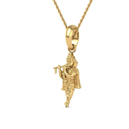 18K-2.2GM Yellow Gold Lord Krishna Locket Pendant For Men and Women