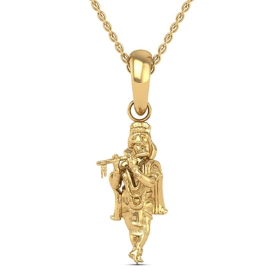 22K-3.2GM Yellow Gold Lord Krishna Locket Pendant For Men and Women