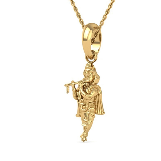 18K-3.2GM Yellow Gold Lord Krishna Locket Pendant For Men and Women