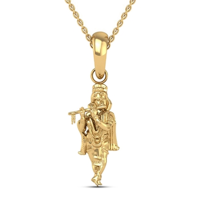 24K-5.2GM Yellow Gold Lord Krishna Locket Pendant For Men and Women.