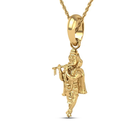 24K-5.2GM Yellow Gold Lord Krishna Locket Pendant For Men and Women.