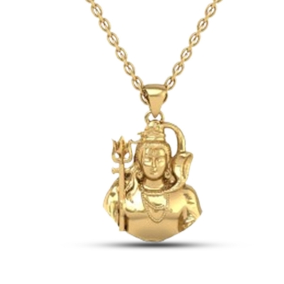 24K -3.2GM Yellow Gold Lord Shiv Locket Pendant For Men and Women