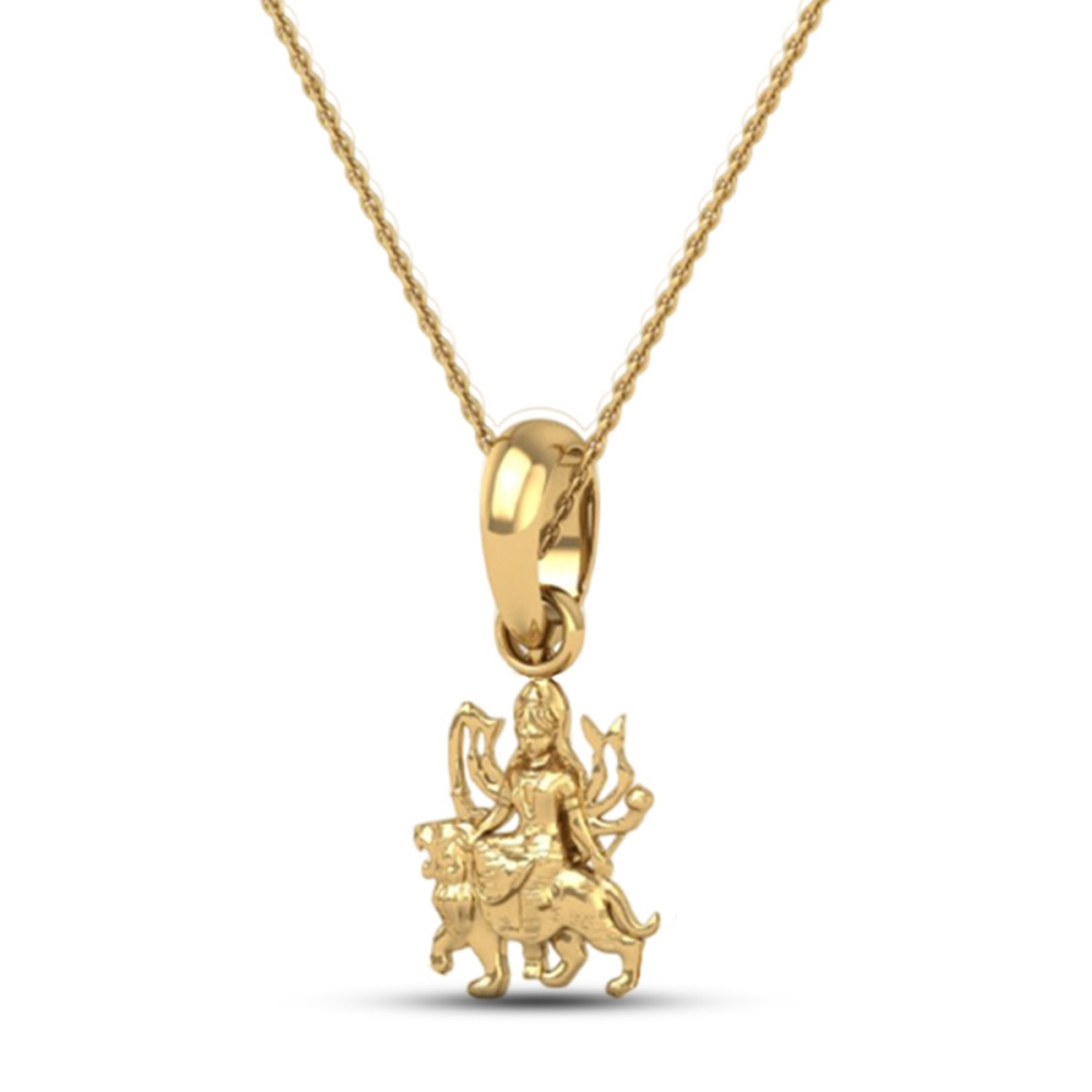 24K-3.2GM Yellow Gold Lord Mata Rani Locket Pendant For Men and Women