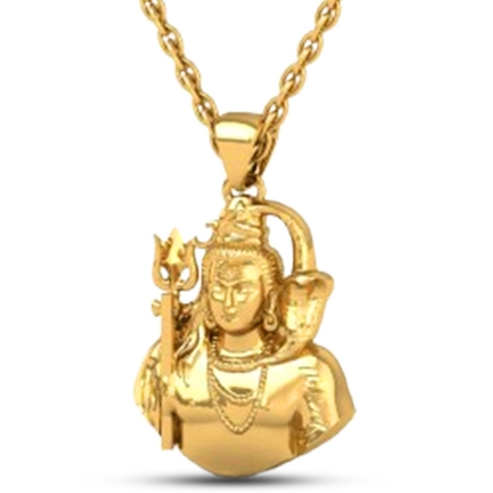 18K-5.2GM Yellow Gold Lord Shiv Locket Pendant For Men and Women