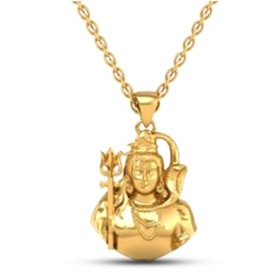 18K-5.2GM Yellow Gold Lord Shiv Locket Pendant For Men and Women