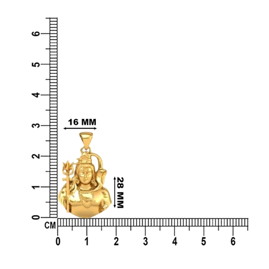 18K-5.2GM Yellow Gold Lord Shiv Locket Pendant For Men and Women