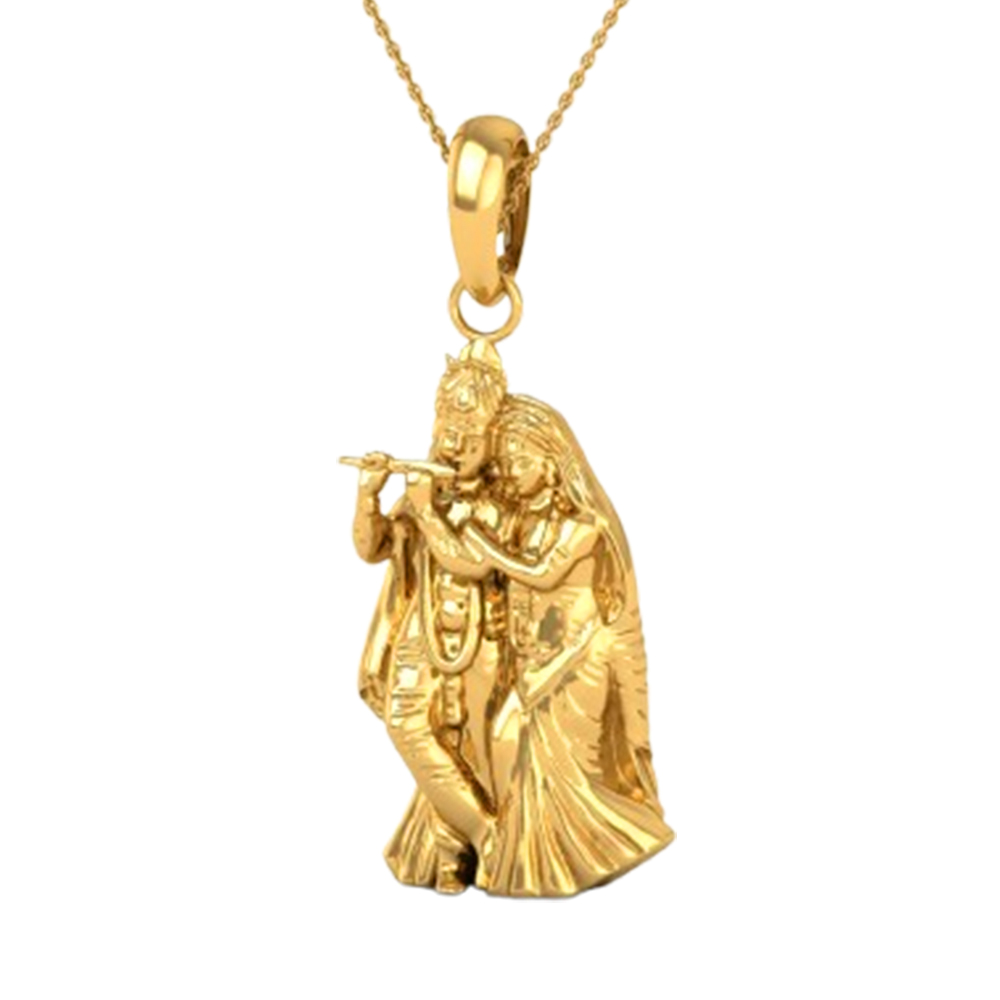 24K-3.2GM Yellow Gold Lord Radhe Krishna Locket Pendant For Men and Women