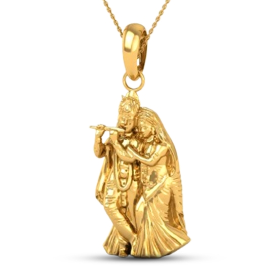 18K-2.2GM Yellow Gold Radhe Krishna Locket Pendant for Men and Women