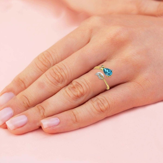 Golden Leaf Topaz Ring