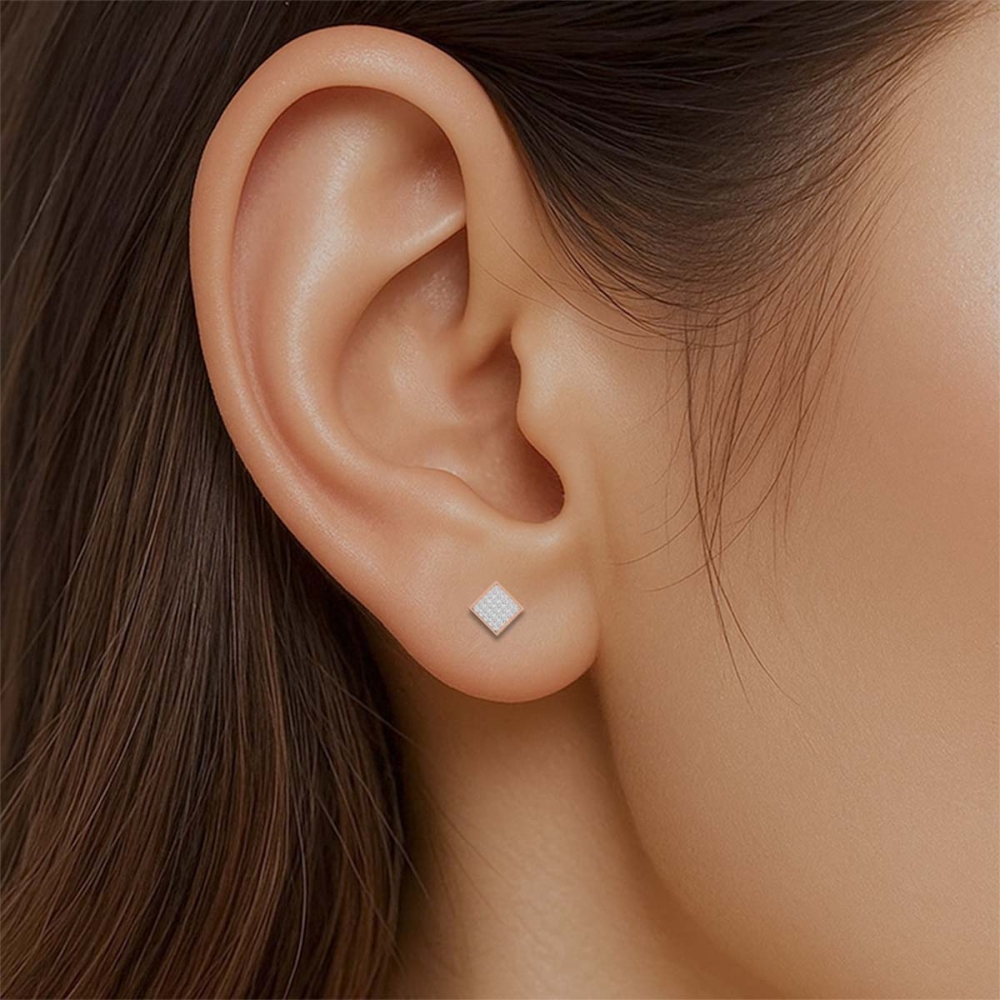 Diamond Glimmer Square Earrings