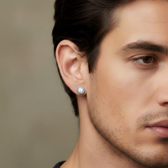 Golden Rope Diamond Stud For Men's