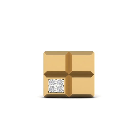 Golden Square Diamond Earrings For Men's