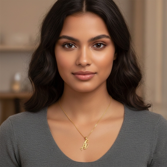Golden AS Initial Pendant