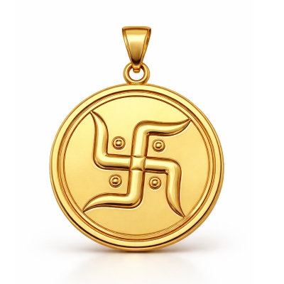 Swastik  Gold Coin Pendant