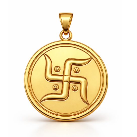 Swastik Yellow Gold Coin Pendant 