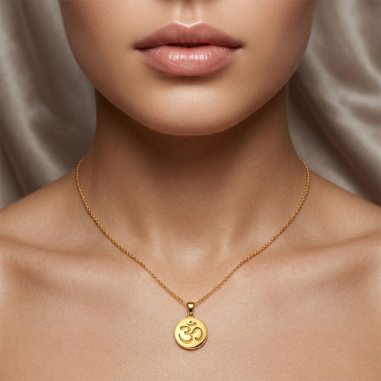 Reena OM yellow gold coin Pendant For Men and Women  