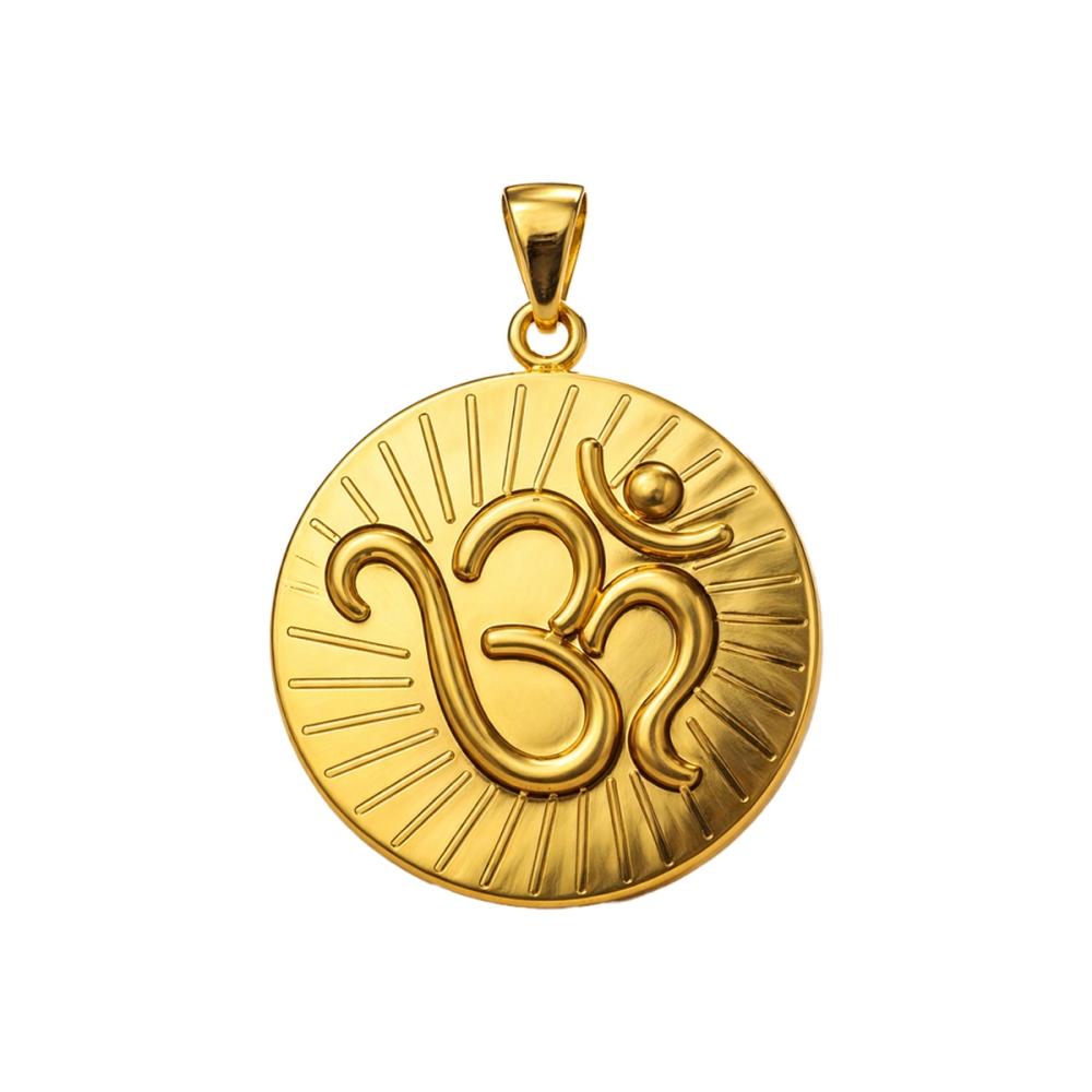 Reena OM yellow gold coin Pendant For Men and Women  