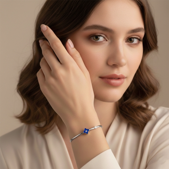 Pushpanjali Blue Charm Diamond Bangle 