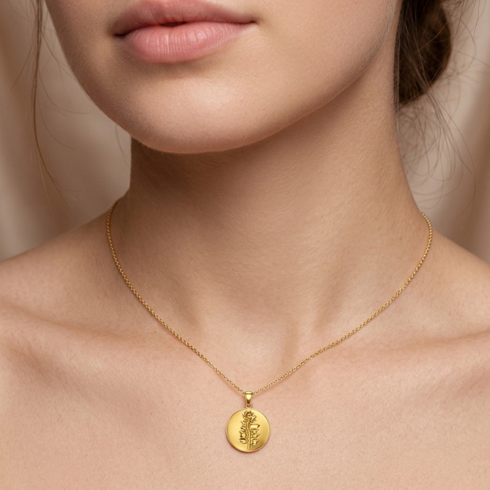 Yuvika Yellow Rose  gold coin Pendant For Men and Women