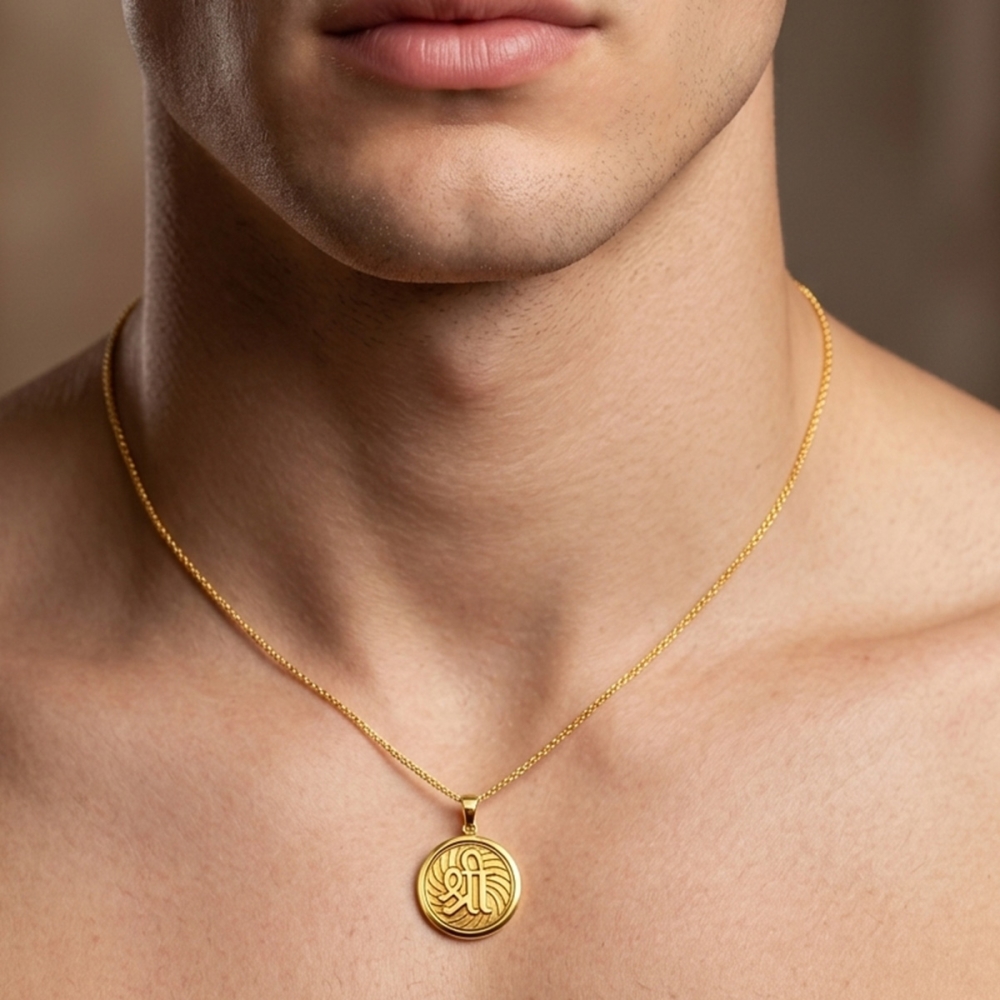 Shree yellow gold coin pendant