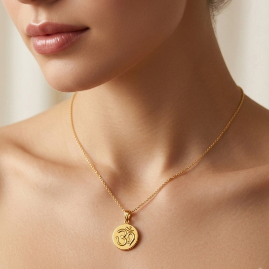 Pushpa Golden Om coin Pendant