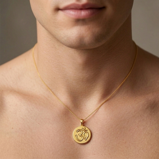 Pushpa Golden Om coin Pendant