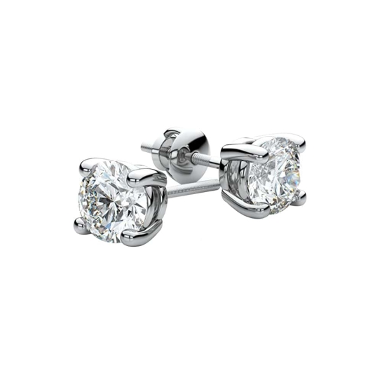 White Gold Simulated Diamond Stud Earrings