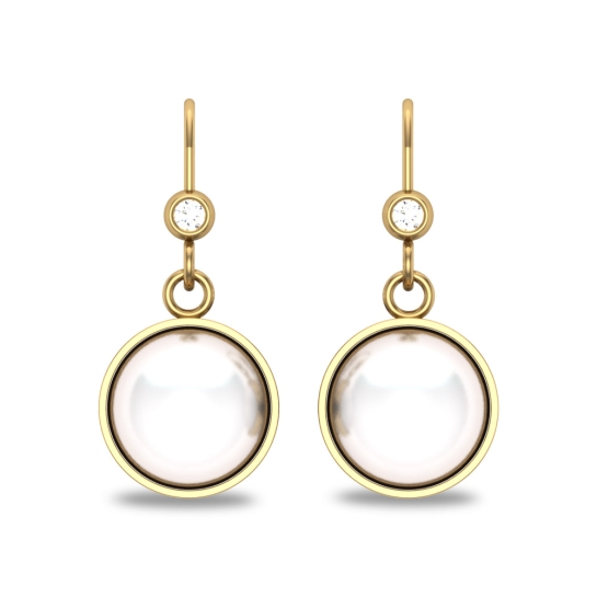 Naomi Pearl Drop Diamond Earrings 