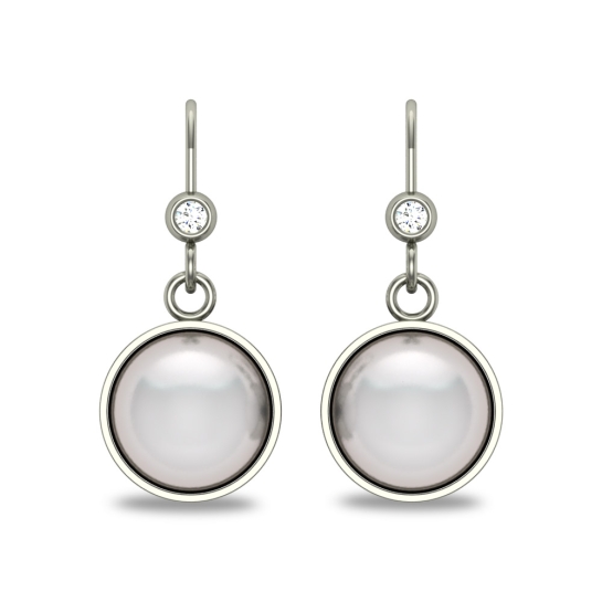 Naomi Pearl Drop Diamond Earrings 