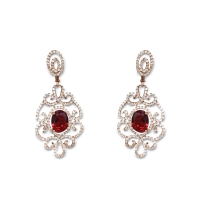 925 Sterling Silver Rose Gold Plated Ruby Earrings 925 Sterling Silver Rose Gold Plated Ruby Earrings