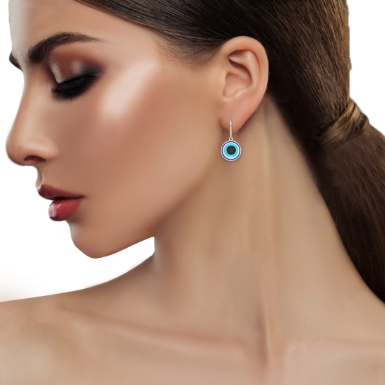 Aria White Gold Evil Eye Drop Gold Earrings Design for daily use 
