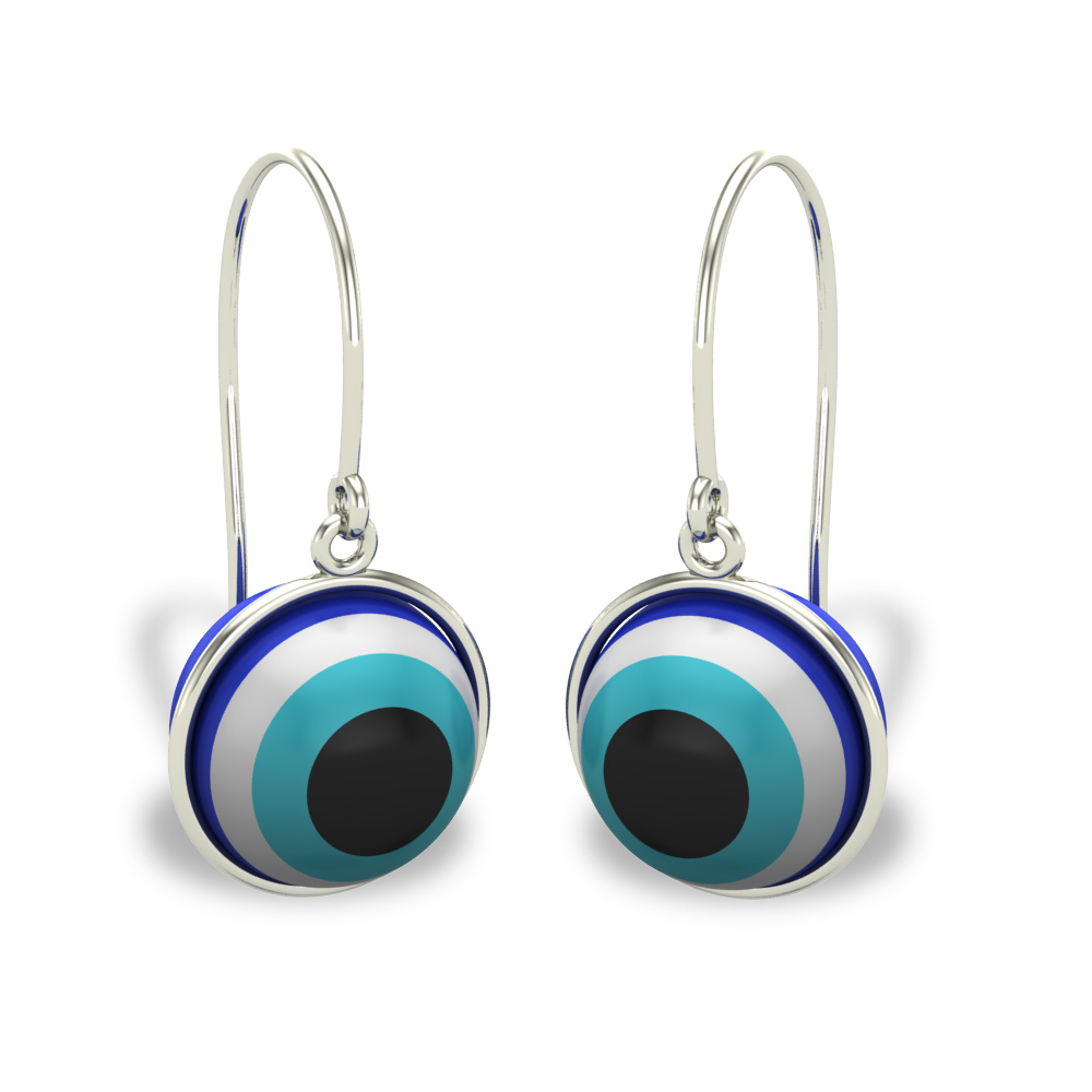 Aria White Gold Evil Eye Drop Gold Earrings Design for daily use 