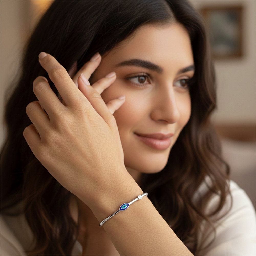 Aureva Blue Evil Eye Bangle