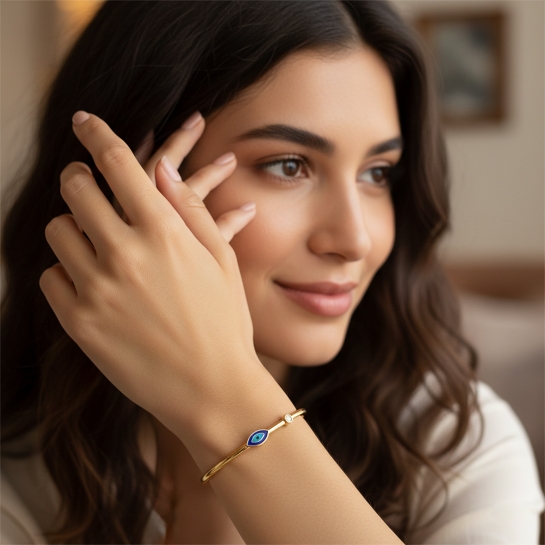 Aureva Blue Evil Eye Bangle